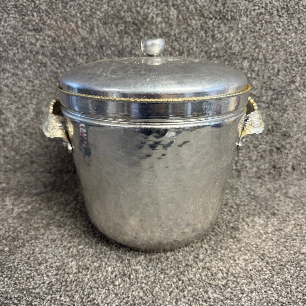 Continental Silver Co. Wild Rose Brilliantone ICE BUCKET Hammered Aluminum -1390
